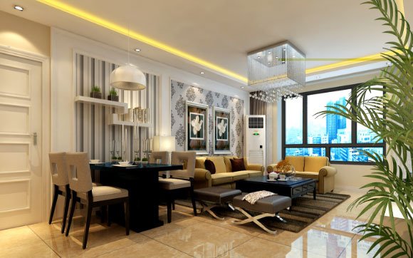 客餐廳一體的現(xiàn)代風(fēng)格裝修設(shè)計(jì)真大氣,鄰居看了都說(shuō)夠檔次!