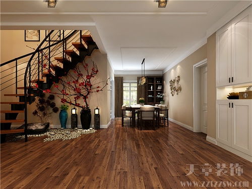 鄭州北大花園200平米現(xiàn)代簡約中式裝修效果圖 天章裝飾設計賞析